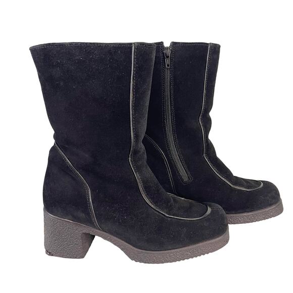 Pajar Canada Suede Shearling Lined Black Boots Size 6.5 - Picture 1 of 10